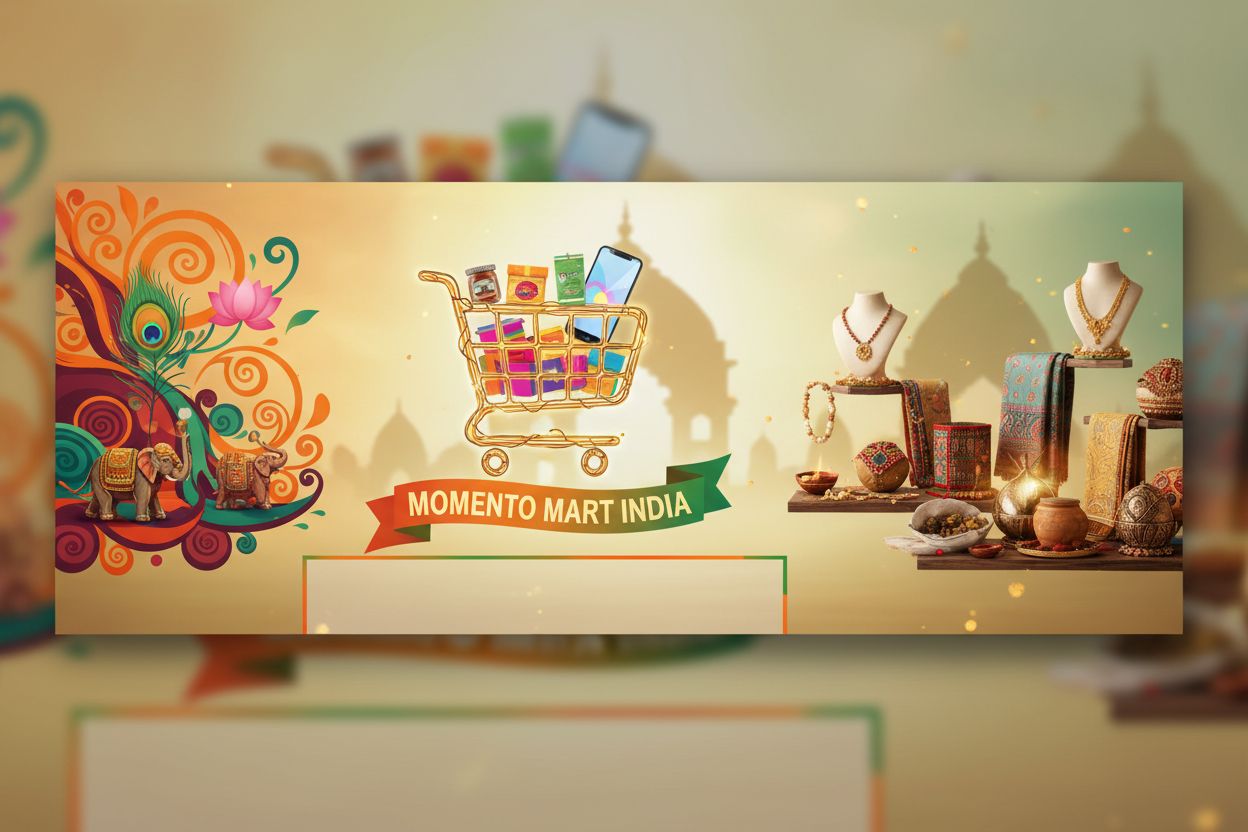 web page banner for momento mart india 